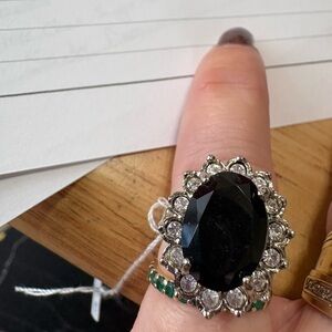 R14 Elegant Black and Silver Ring
